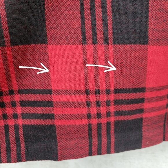 L.L. Bean Vintage Red Buffalo Plaid Crewneck Sweater Medium Cabincore Cotton - Picture 6 of 10